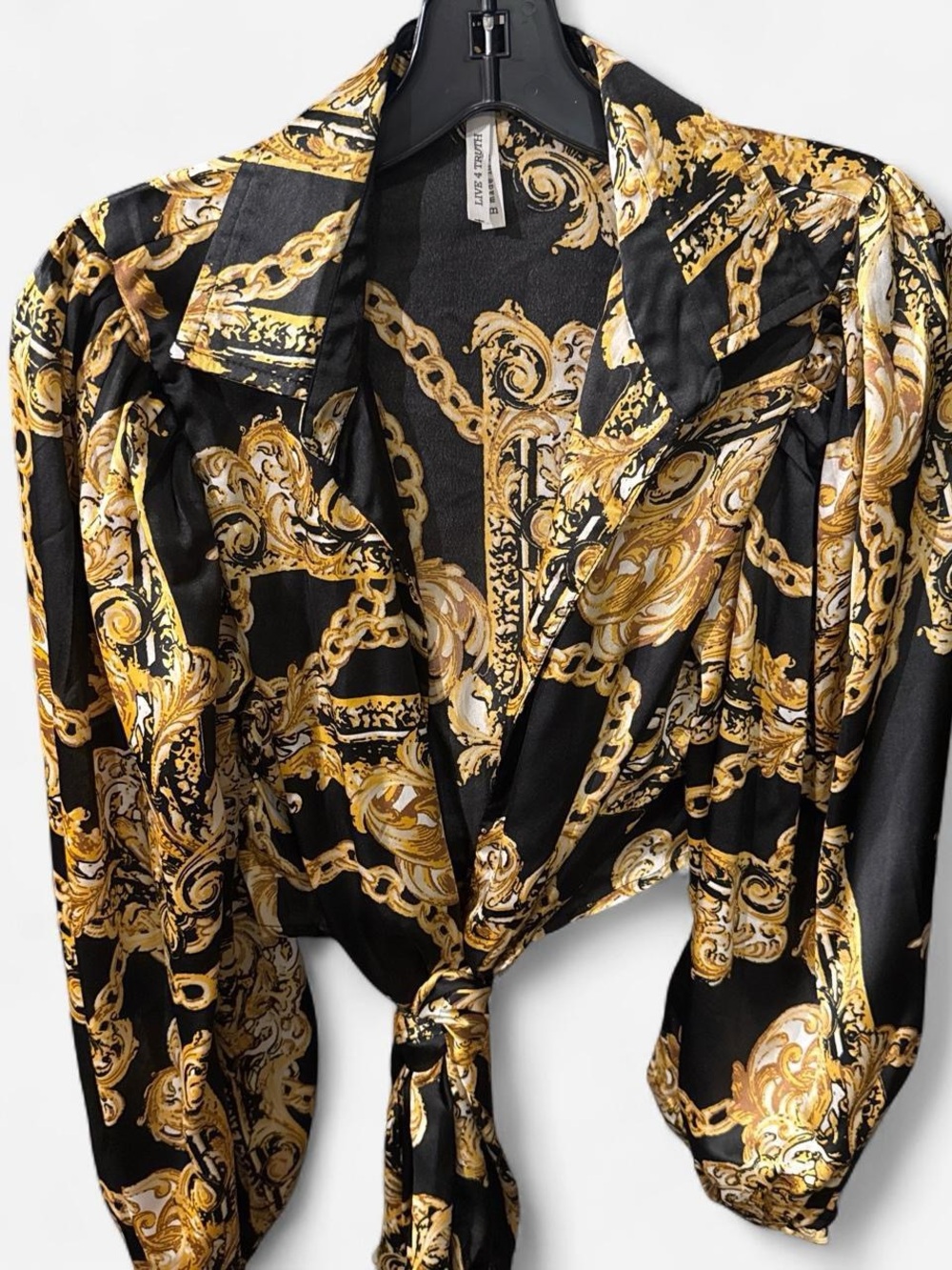 Live 4 Truth Black and Yellow Baroque Print Top
